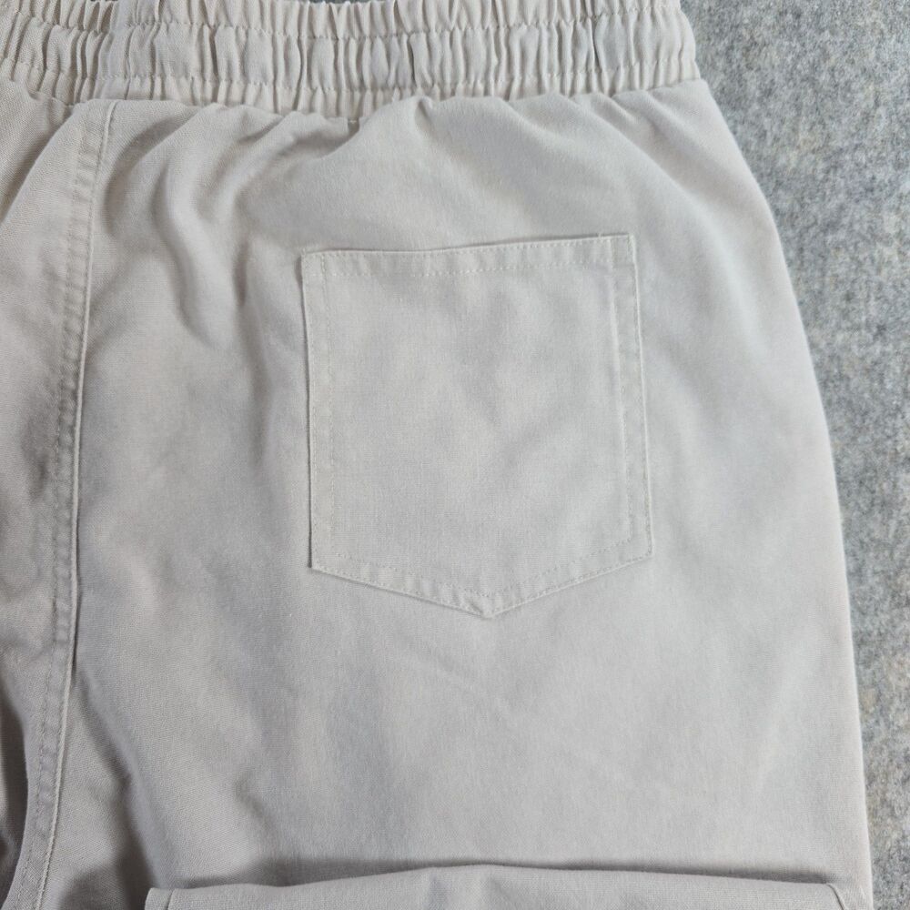 Coofandy Men's Linen Blend Elastic Waist Straight Leg Casual Pants Size L Ivory - Picture 8 of 8